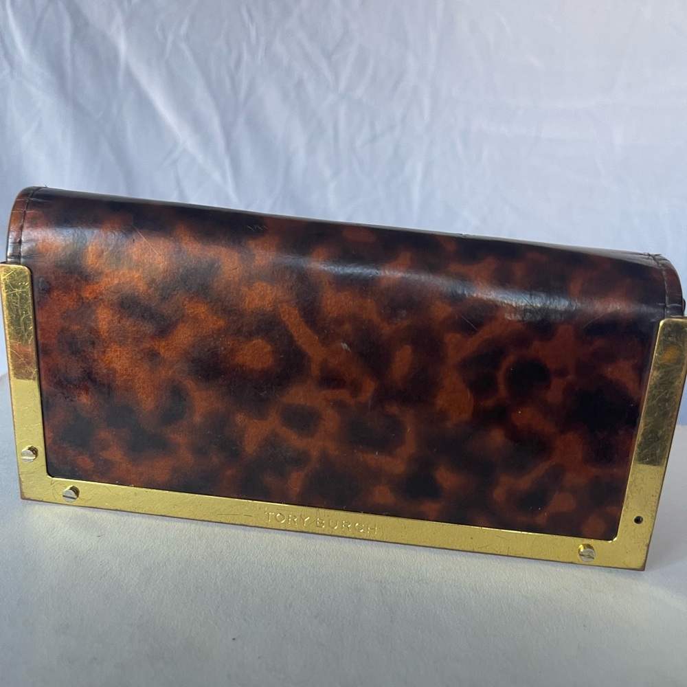 Tory Burch Tortoise Shell Sunglasses Case with Gold Accents